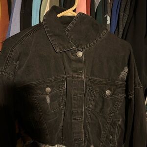 Forever 21 Black Distressed Jean Jacket